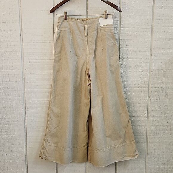 ERIKA CAVALLINI Women's Pleated High-Waisted Wide Leg Cotton Pant Italy 38/small - Picture 3 of 14